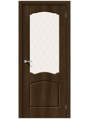 Межкомнатная дверь BRAVO Альфа-2 Dark Barnwood ПВХ стекло White Сrystal