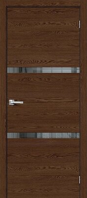 Межкомнатная дверь BRAVO Браво-2.55 Brown Skyline Экошпон стекло Mirox Grey