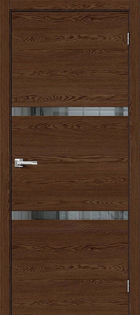 Межкомнатная дверь BRAVO Браво-2.55 Brown Skyline Экошпон стекло Mirox Grey