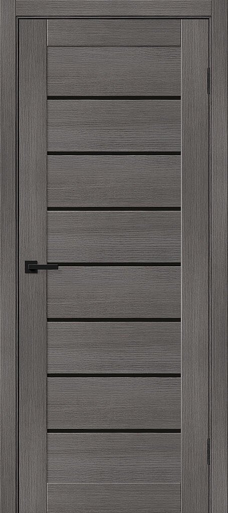 Межкомнатная дверь BRAVO Браво-22 Grey Melinga/Black Shine Экошпон стекло Black Shine
