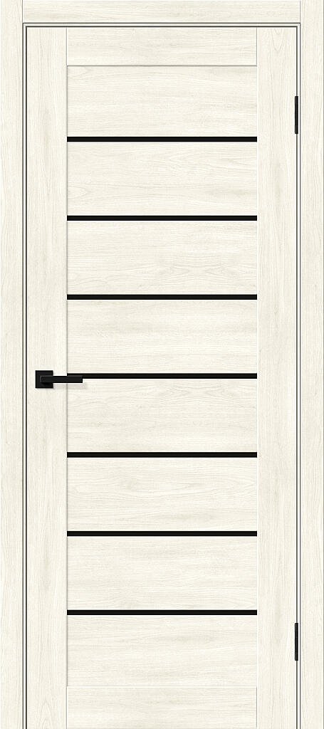 Межкомнатная дверь BRAVO Браво-22 Nordic Oak Экошпон стекло Black Shine