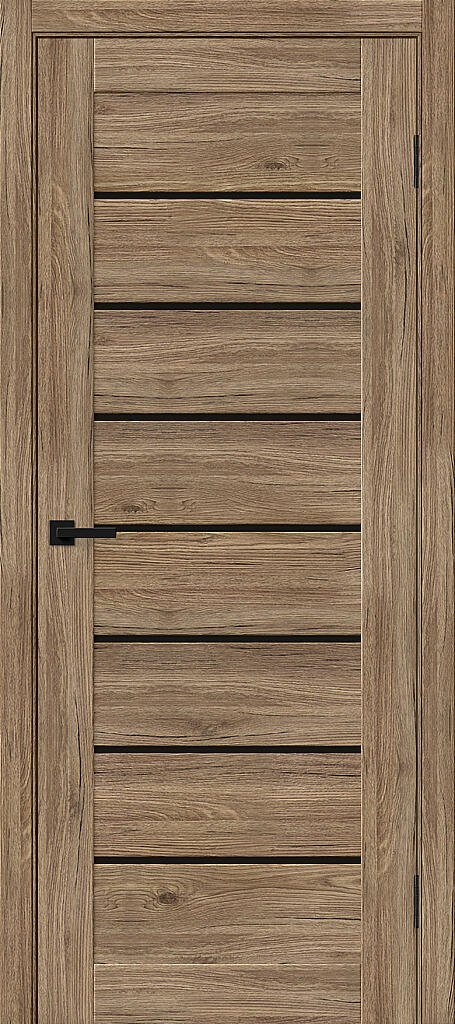 Межкомнатная дверь BRAVO Браво-22 Original Oak/Black Shine Экошпон