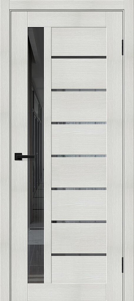 Межкомнатная дверь BRAVO Браво-27 Bianco Melinga  стекло Mirox Grey