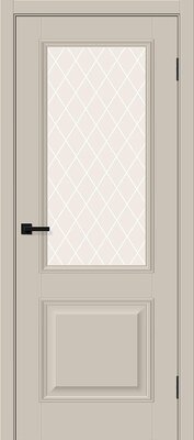 Межкомнатная дверь BRAVO Классик-13 Cream Silk ПЭТ стекло White Сrystal