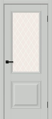 Межкомнатная дверь BRAVO Классик-13 Grey Silk ПЭТ стекло White Сrystal
