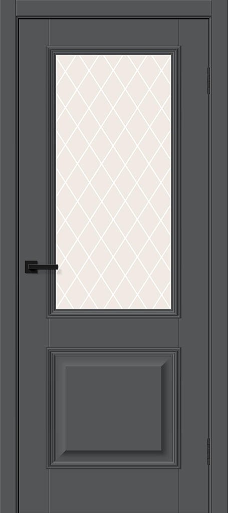 Межкомнатная дверь BRAVO Классик-13 Stormy Silk ПЭТ стекло White Сrystal