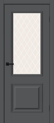 Межкомнатная дверь BRAVO Классик-13 Stormy Silk ПЭТ стекло White Сrystal