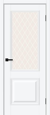 Межкомнатная дверь BRAVO Классик-13 White Silk ПЭТ стекло White Сrystal