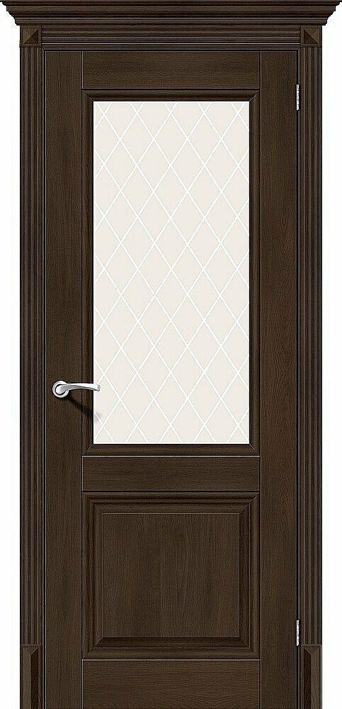 Межкомнатная дверь BRAVO Классико-33 Dark Oak Экошпон стекло White Сrystal