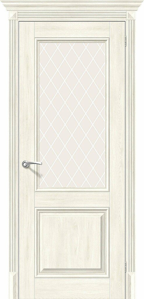 Межкомнатная дверь BRAVO Классико-33 Nordic Oak Экошпон стекло White Сrystal