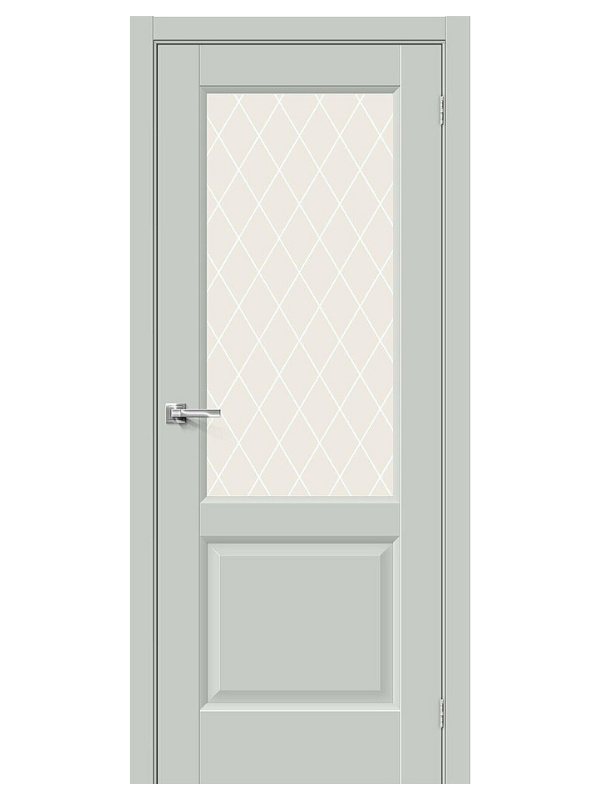 Межкомнатная дверь BRAVO Неоклассик-33 Grey Matt Эмалит стекло White Сrystal