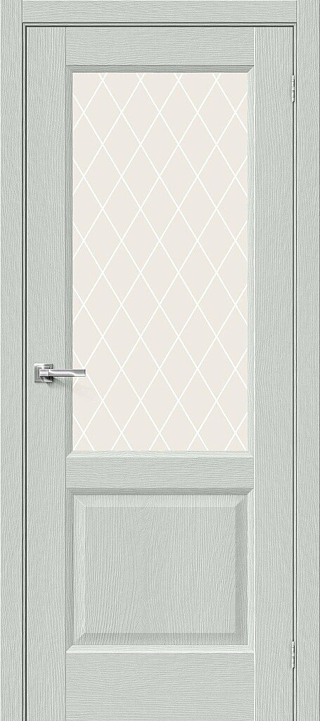 Межкомнатная дверь BRAVO Неоклассик-33 Grey Wood Экошпон стекло White Сrystal