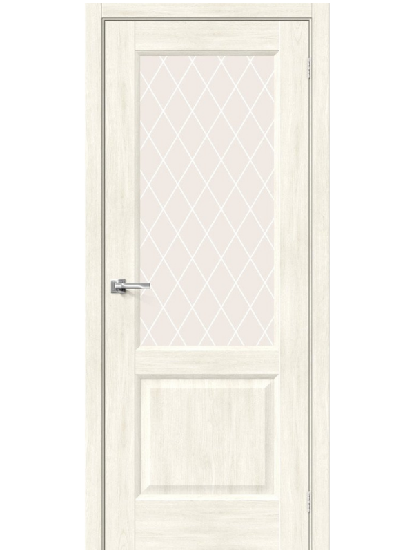Межкомнатная дверь BRAVO Неоклассик-33 Nordic Oak Экошпон стекло White Сrystal
