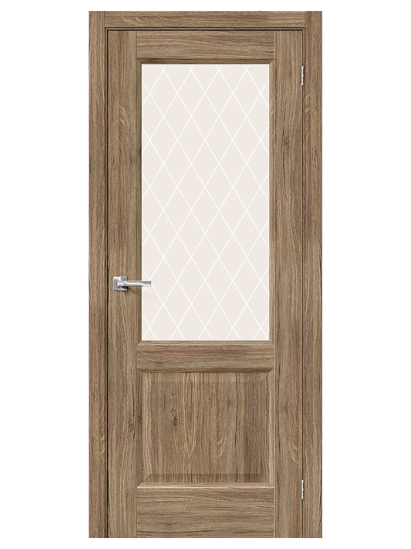 Межкомнатная дверь BRAVO Неоклассик-33 Original Oak Экошпон стекло White Сrystal