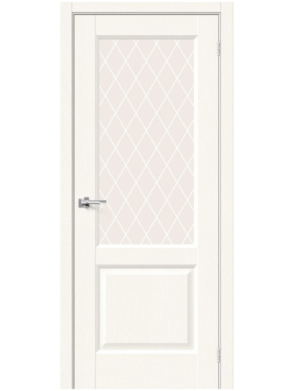 Межкомнатная дверь BRAVO Неоклассик-33 White Wood Экошпон стекло White Сrystal