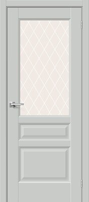 Межкомнатная дверь BRAVO Неоклассик-35 Grey Matt Эмалит стекло White Сrystal