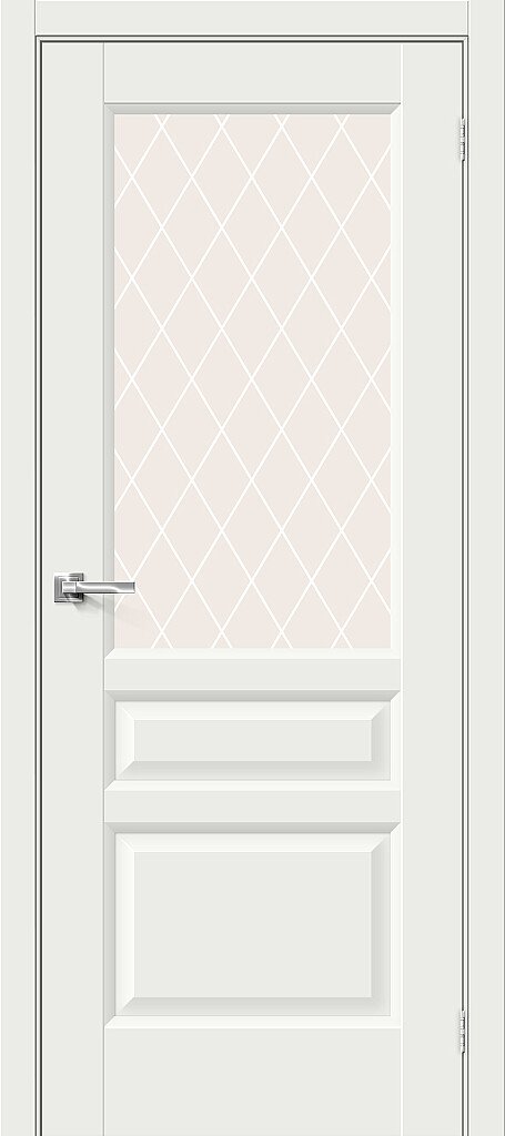 Межкомнатная дверь BRAVO Неоклассик-35 White Matt Эмалит стекло White Сrystal