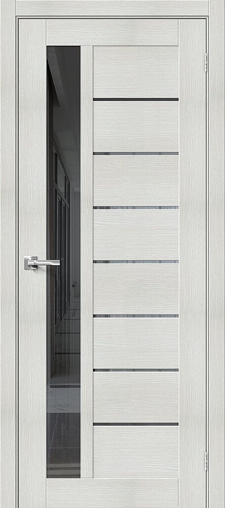 Межкомнатная дверь BRAVO Порта-27 Bianco Veralinga Экошпон стекло Mirox Grey
