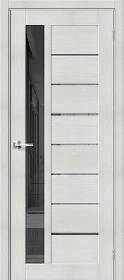 Межкомнатная дверь BRAVO Порта-27 Bianco Veralinga Экошпон стекло Mirox Grey
