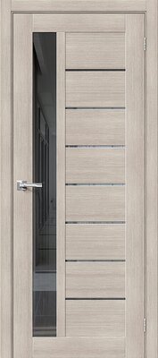 Межкомнатная дверь BRAVO Порта-27 Cappuccino Veralinga Экошпон стекло Mirox Grey