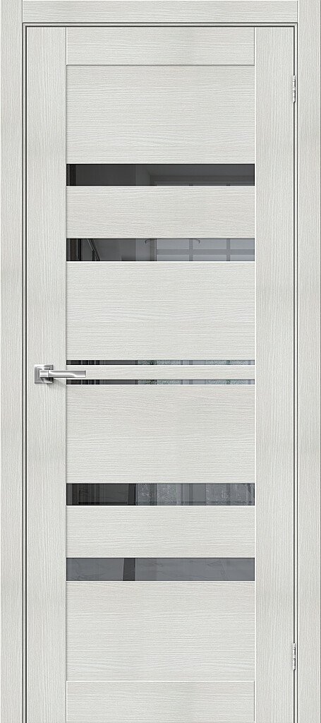 Межкомнатная дверь BRAVO Порта-30 Bianco Veralinga Экошпон стекло Mirox Grey