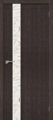 Межкомнатная дверь BRAVO Порта-51 SA Wenge Crosscut Экошпон стекло Silver Art