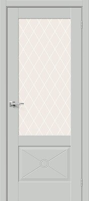 Межкомнатная дверь BRAVO Прима-13.Ф2.0.0 Grey Matt Эмалит стекло White Сrystal