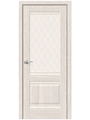 Межкомнатная дверь BRAVO Прима-3 Ash White стекло White Сrystal