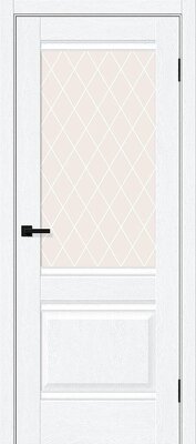 Межкомнатная дверь BRAVO Прима-3 White Silkwood ПЭТ стекло White Сrystal