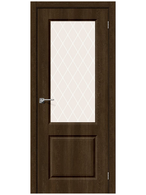 Межкомнатная дверь BRAVO Скинни-13 Dark Barnwood ПВХ стекло White Сrystal