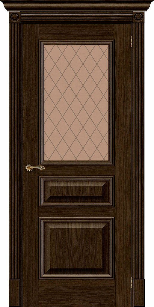 Межкомнатная дверь BRAVO Вуд Классик-15.1 Golden Oak Шпон стекло Bronze Сrystal