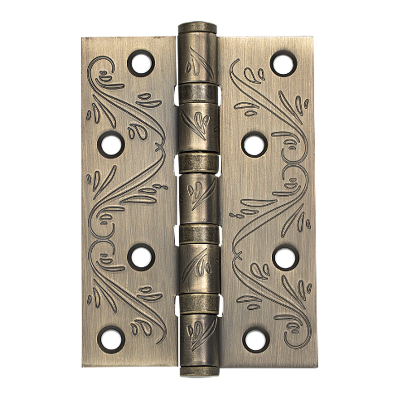 Петля универсальная с четырьмя подшипниками ADDEN BAU. 100X70X2.5 4BB FLO ANTIC BRONZE (цвет АНТИЧНАЯ БРОНЗА, цветочный орнамент)