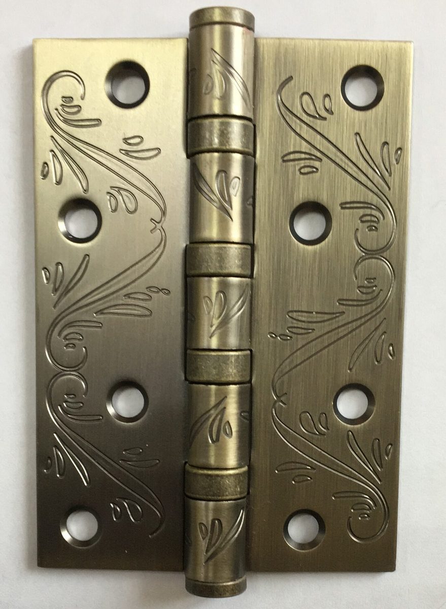 Петля универсальная с четырьмя подшипниками ADDEN BAU. 100X70X2.5 4BB FLO ANTIC BRONZE (цвет АНТИЧНАЯ БРОНЗА, цветочный орнамент)