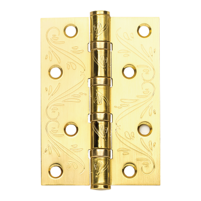 Петля универсальная с четырьмя подшипниками ADDEN BAU. 100X70X2.5 4BB FLO SATIN GOLD (цвет МАТОВОЕ ЗОЛОТО, цветочный орнамент)