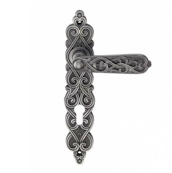 Ручка ARABESCO BL. SILVER (CL) (на планке под ключевой цилиндр, чернёное серебро)