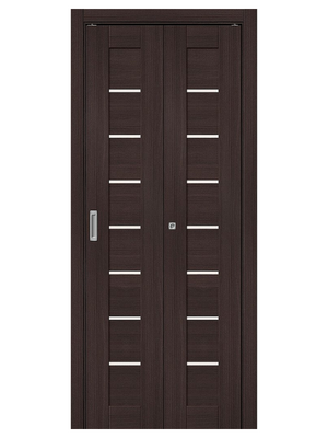 Складная дверь BRAVO Браво-22 скл. Wenge Melinga Экошпон стекло Magic Fog