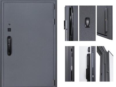 Входная дверь АСД "Беркут" (биометрический замок Smart lock DZ 888) Букле графит/Дуб галиф натуральный