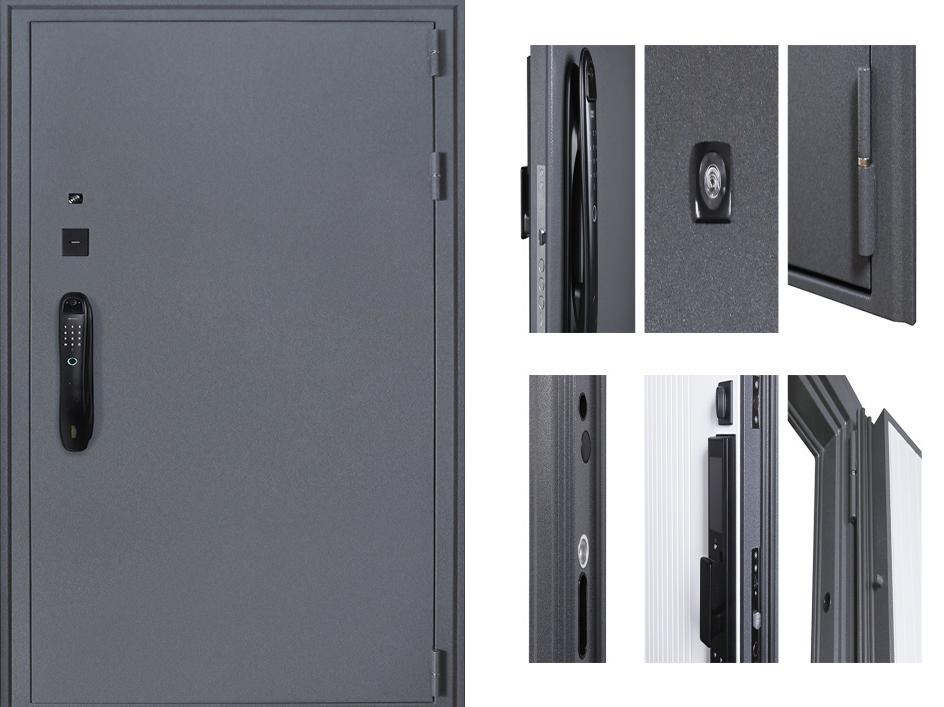 Входная дверь АСД "Беркут" (биометрический замок Smart lock DZ 888) Букле графит/Матовый белый