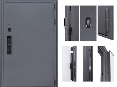 Входная дверь АСД "Беркут" (биометрический замок Smart lock К06) Букле графит/Матовый белый
