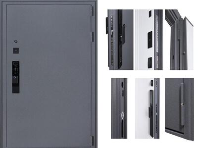 Входная дверь АСД "Беркут" (биометрический замок Smart lock Y12) Букле графит/Матовый белый