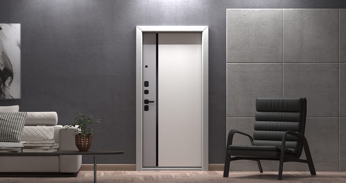 Входная дверь АСД "Фрегат" (биометрический замок Smart lock Y12) Муар черный