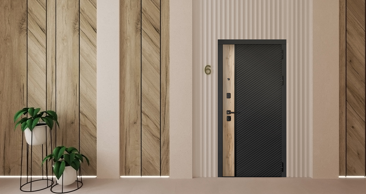 Входная дверь АСД "Фрегат" (биометрический замок Smart lock Y12) Муар черный
