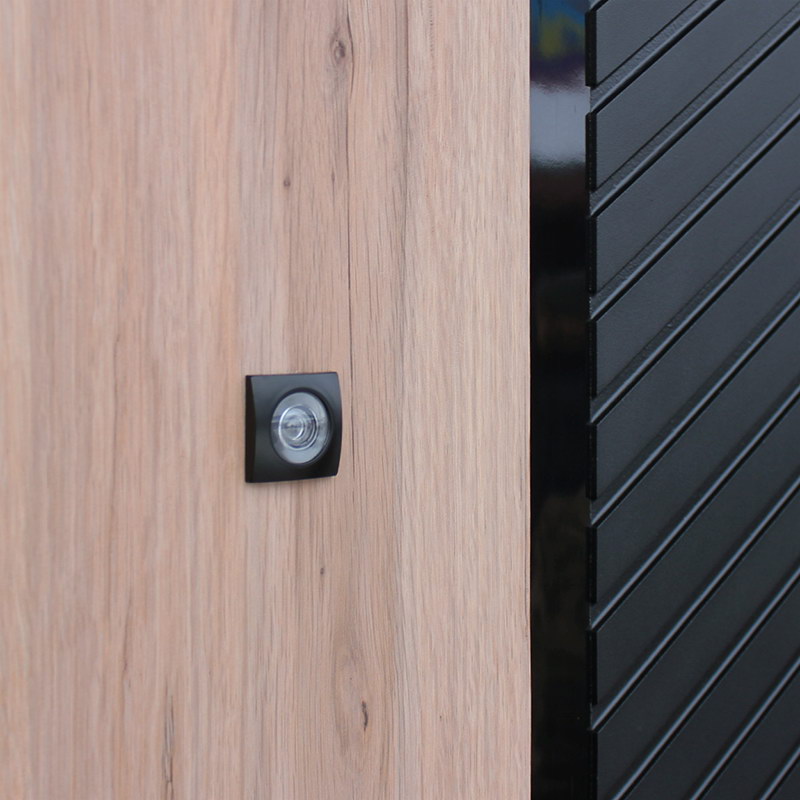 Входная дверь АСД "Фрегат" с зеркалом (биометрическая дверная ручка Smart lock T888) Муар черный/Белый матовый