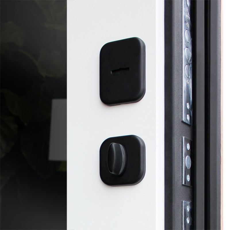 Входная дверь АСД "Фрегат" с зеркалом (биометрическая дверная ручка Smart lock T888) Муар черный/Белый матовый