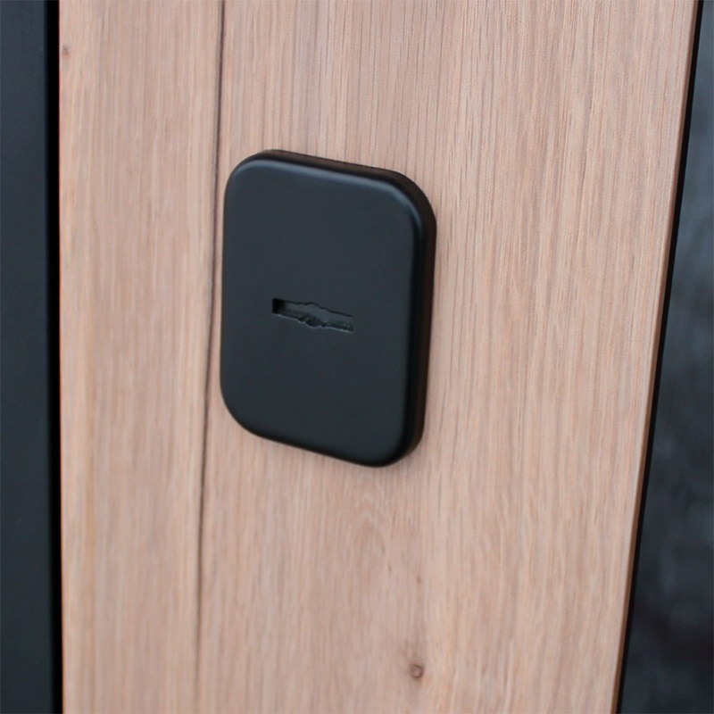 Входная дверь АСД "Фрегат" с зеркалом (биометрическая дверная ручка Smart lock T888) Муар черный/Белый матовый