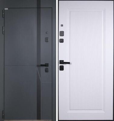Входная дверь АСД «Голиаф» (биометрическая дверная ручка Smart lock T888) Муар серый/Белый матовый