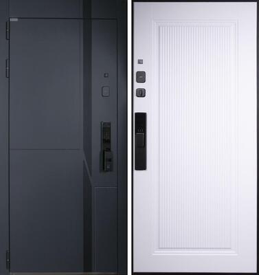 Входная дверь АСД «Голиаф» (биометрический замок Smart lock Y23) Муар серый/Белый матовый