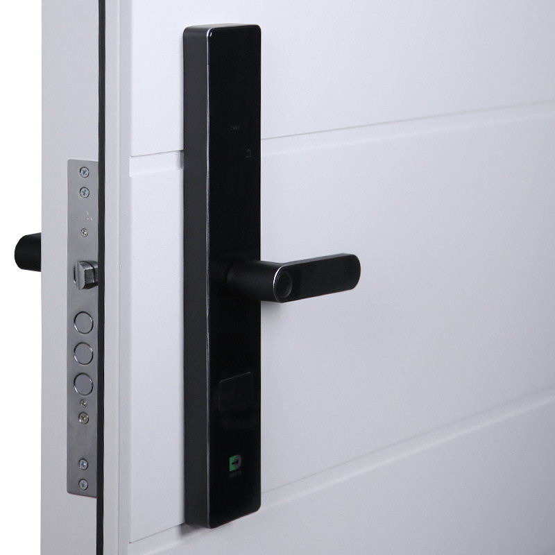 Входная дверь АСД "Горизонт" (биометрический замок Smart lock R06) Муар белый/Белый матовый