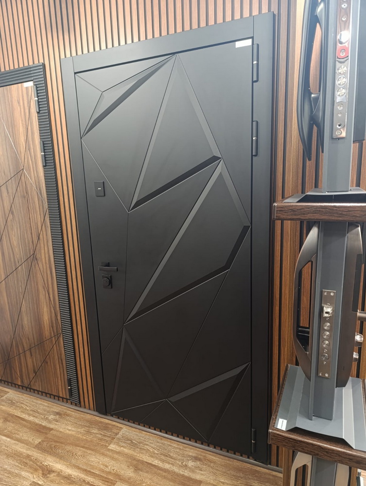 Входная дверь АСД "Комфорт" с зеркалом (биометрический замок Smart lock Y23) Медный антик/Ясень белый снег