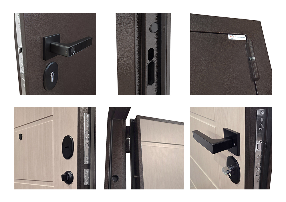 Входная дверь АСД "Комфорт" (умная электронная дверная ручка Smart lock T888 Черная) Медный антик/Эко дуб